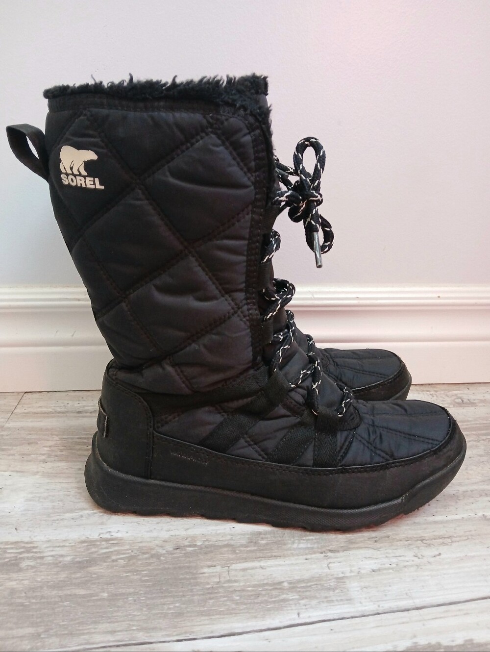 Sorel Whitney II Tall Lace Waterproof Insulated Winter Boots - Black - Sz 6